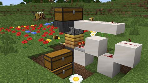 Automatic honey farm minecraft - Jul 28, 2020 · 5. I made an auto honey farm that is tileable with supper simple red stone. I used two high rose bushes so the bees had two levels from where they could get pollen making it more efficient, it is also possible to have this out in the open and just have the Redstone hooked up to the back as long as your not concerned with a mob cap or entities ... 